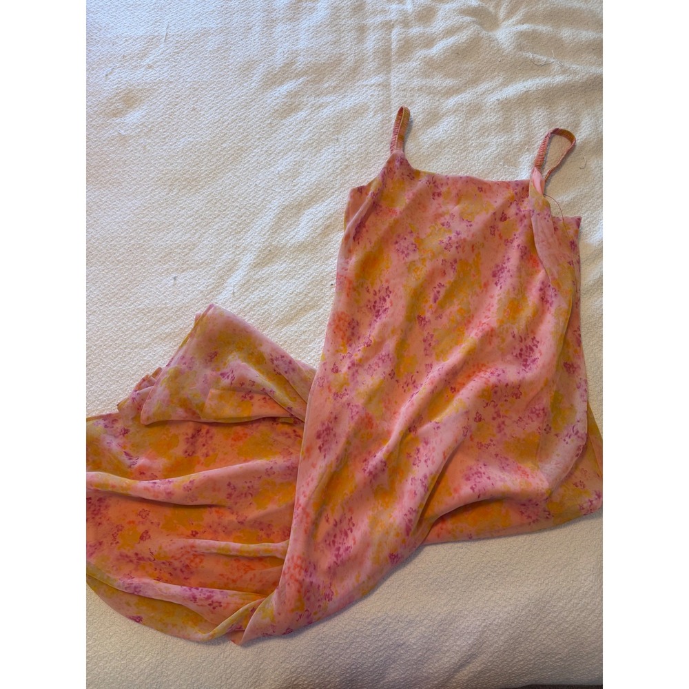 Jessica Howard Petite Floral Slip Maxi Dress Pink Orange Watercolor Size 14P